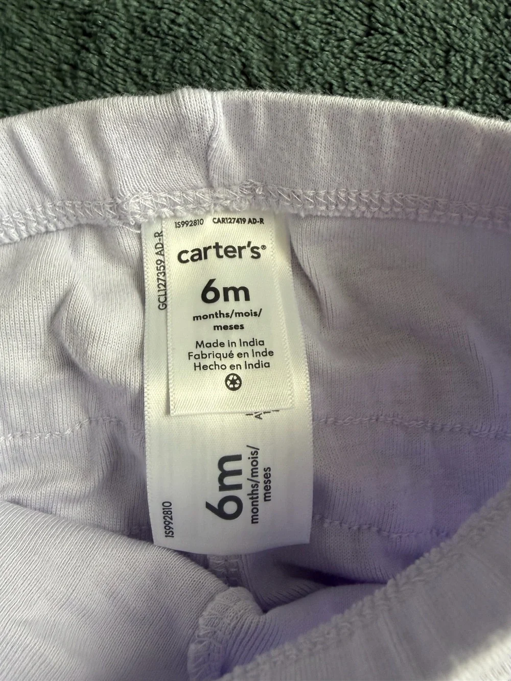 Carter's White Ruffle-Side Baby Leggings